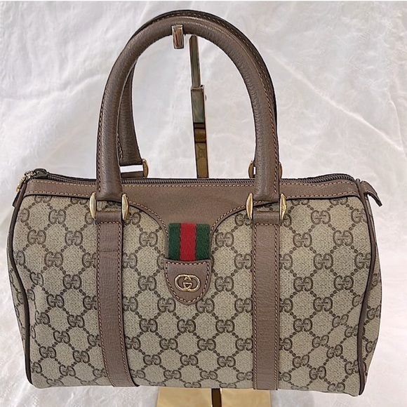 EUC Vintage Gucci Boston Satchel with Signature Stripe - Picture 1 of 9